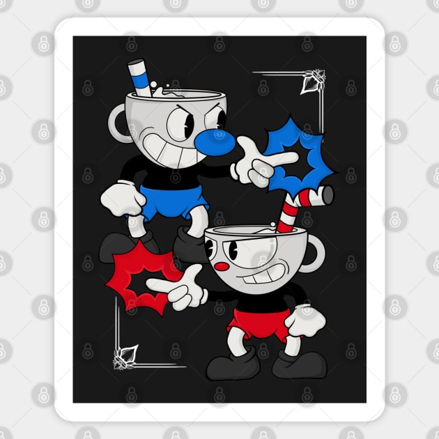 Cuphead Design - Dark Sticker by JCoulterArtist